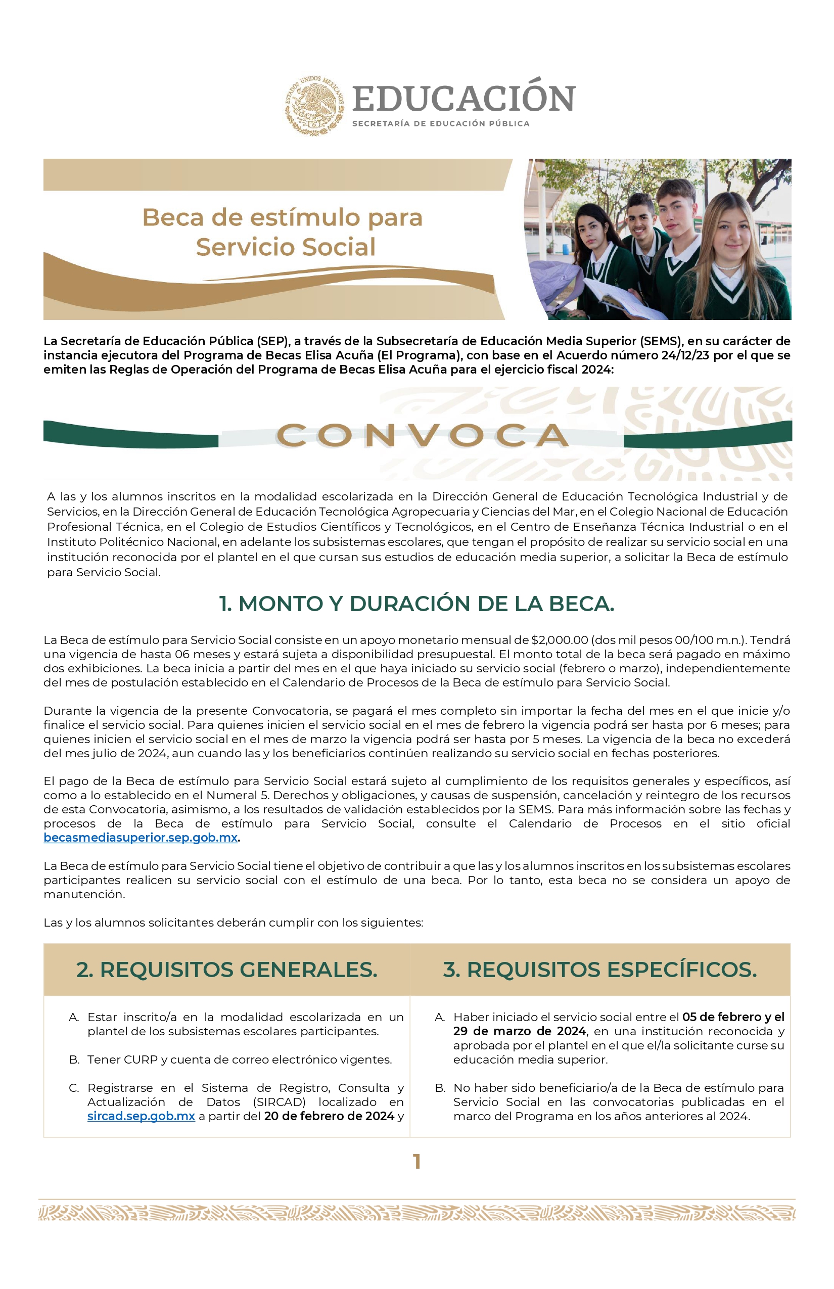 Becas de estímulo para Servicio Social